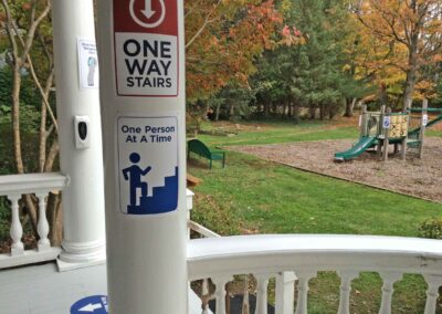 COVID signs at The Lewis School playground
