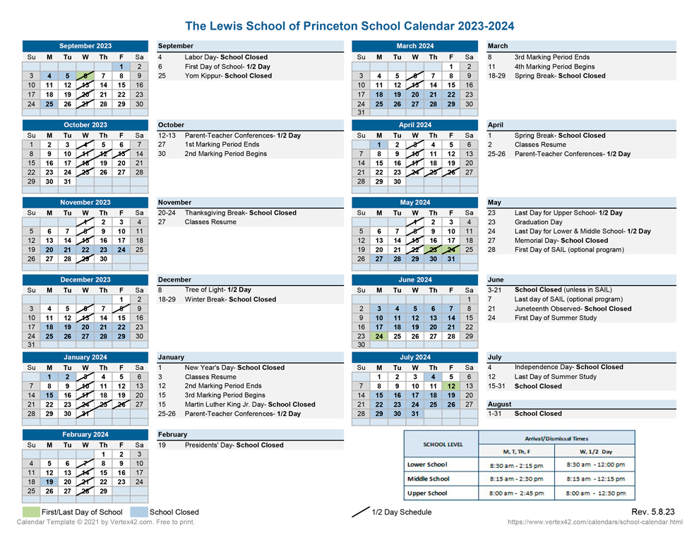 Lewis School Calendar